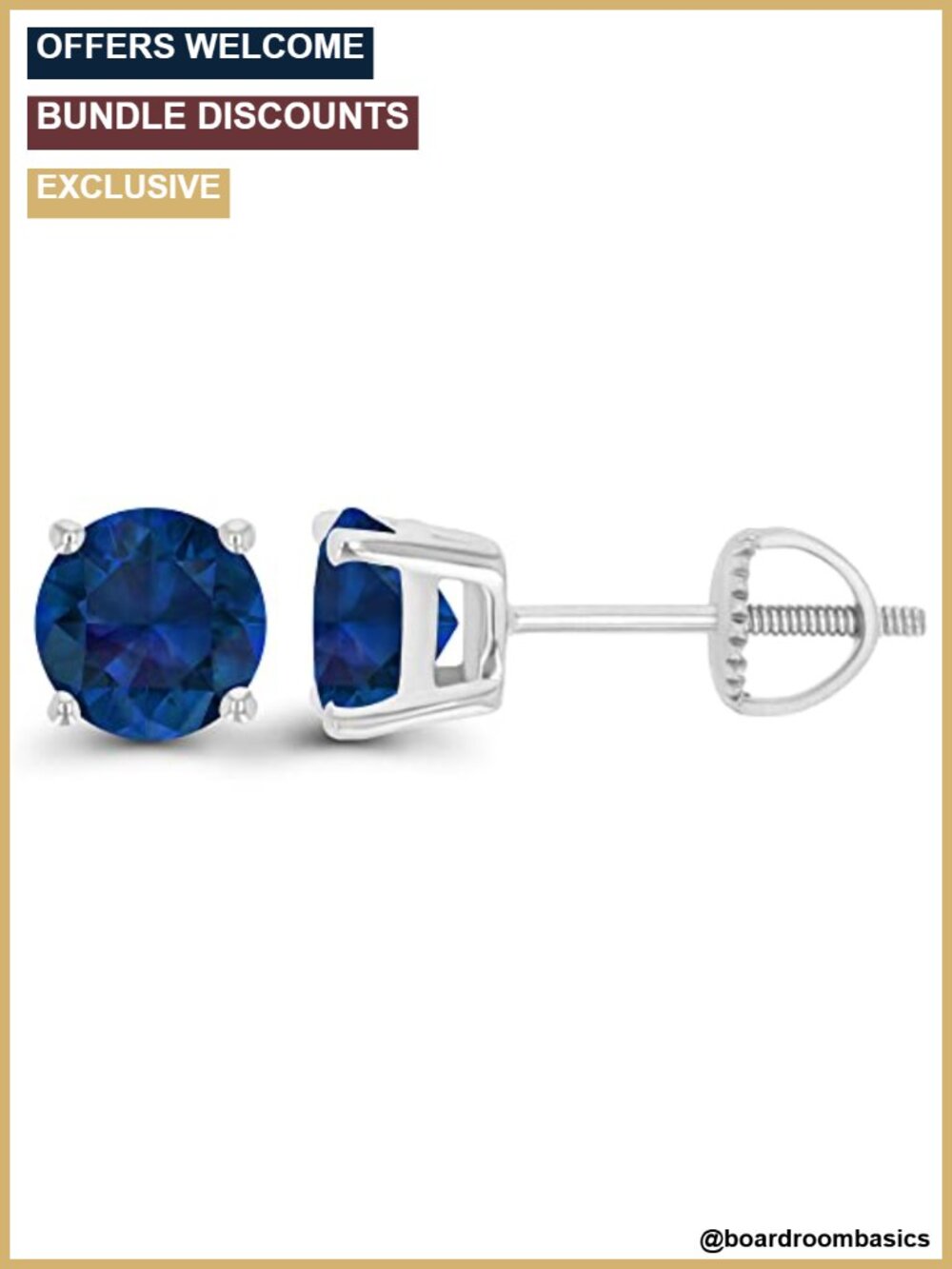 14K Gold Plated 925 Sterling Silver Hypoallergenic Round Birthstone Screwback